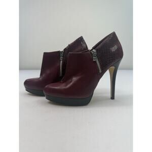 Michael Kors Burgundy Leather & Snakeskin Stiletto Going Out Booties Size 7M